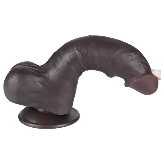 Lovetoy - realistický dildo s semenníkmi - dvojvrstvové - 20 cm - hnedé