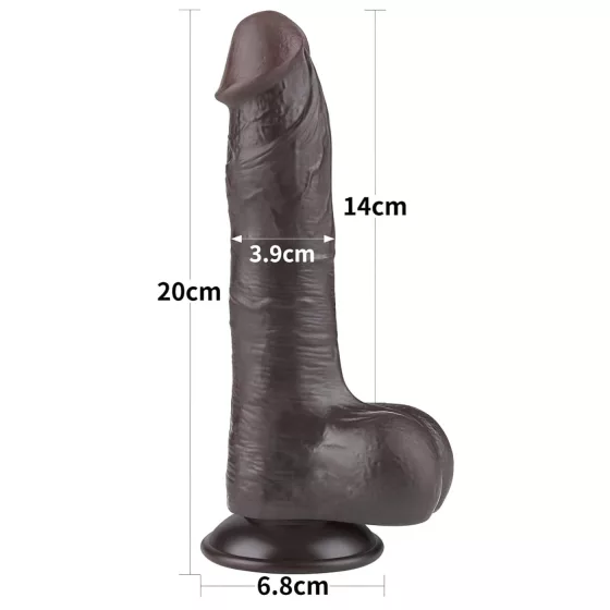 Lovetoy - realistický dildo s semenníkmi - dvojvrstvové - 20 cm - hnedé