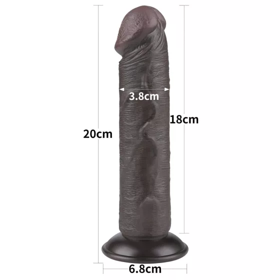 Lovetoy - realistický dvojvrstvový dildo s prísavkou - 20 cm - hnedý