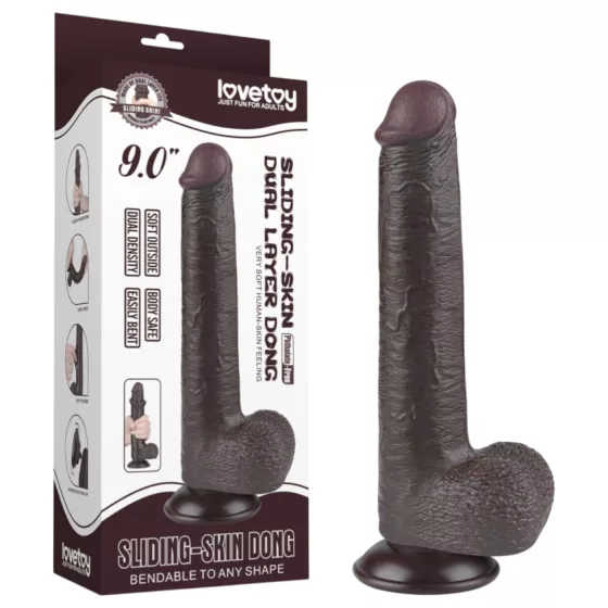 Lovetoy - realistický dvojvrstvový dildo s prísavkou - 20,8 cm - hnedý