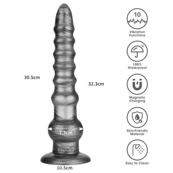 Lovetoy King Sized - extra veľký vibrátor - 32 cm (sivý)