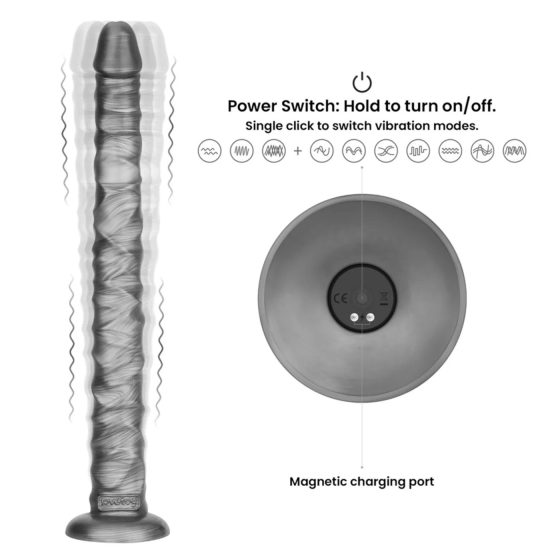 Lovetoy King Sized - extra veľký vibrátor - 40,5 cm (sivý)