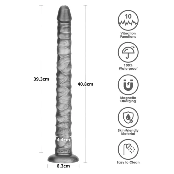 Lovetoy King Sized - veľký vibrátor - 40,5 cm - sivý