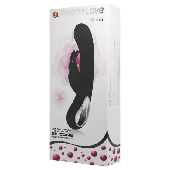 Pretty Love Webb - vibrátor s dráždičom klitorisu - vodeodolný - čierny