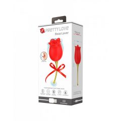   Pretty Love Rose Lover - nabíjací klitorisový vibrátor 2v1 s jazykom (červený)