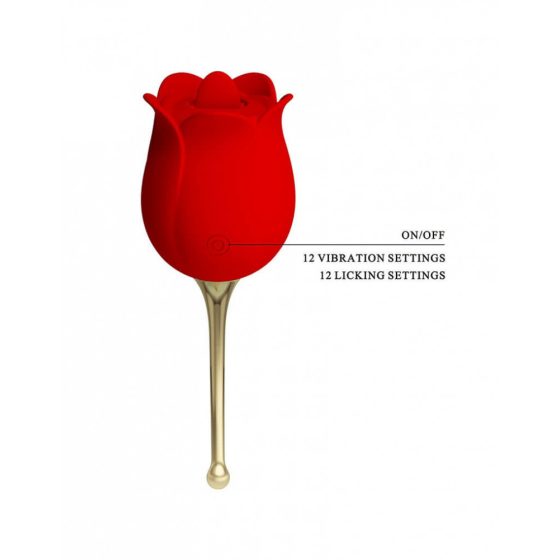 Pretty Love Rose Lover - nabíjací klitorisový vibrátor 2v1 s jazykom (červený)