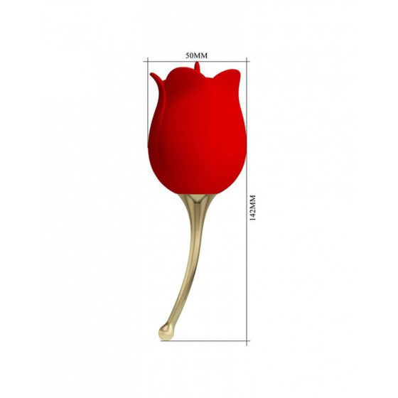 Pretty Love Rose Lover - nabíjací klitorisový vibrátor 2v1 s jazykom (červený)