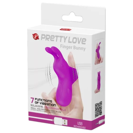Pretty Love - vibračný prsteň s uškami - silikón fialový