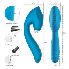   Vibeconnect - vodotesný vibrátor bodu G a stimulátor klitorisu (modrý)