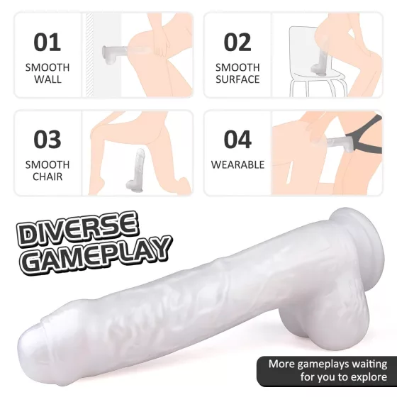Sex HD Martin - realistický dildo s prísavkou a semenníkmi - biely