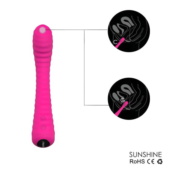 Sex HD Sunshine - nabíjateľný, vrúbkovaný G-bod vibrátor (ružový)
