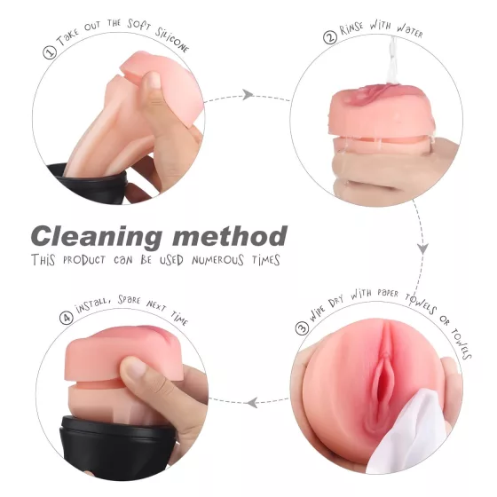 Sex HD Marcus - realistická umelá vagína v puzdre - čierna/prírodná