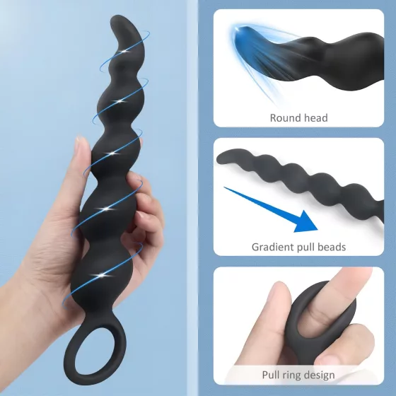 Sex HD Steven - análne dildo s korálkami - čierne