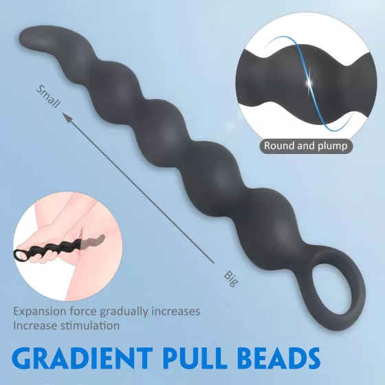 Sex HD Steven - análne dildo s korálkami - čierne