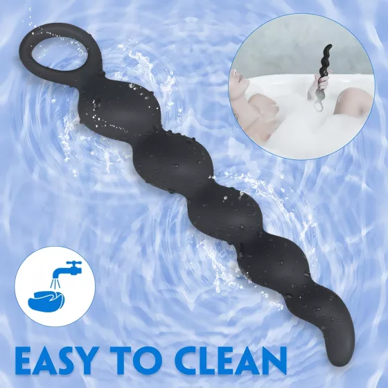 Sex HD Steven - análne dildo s korálkami - čierne