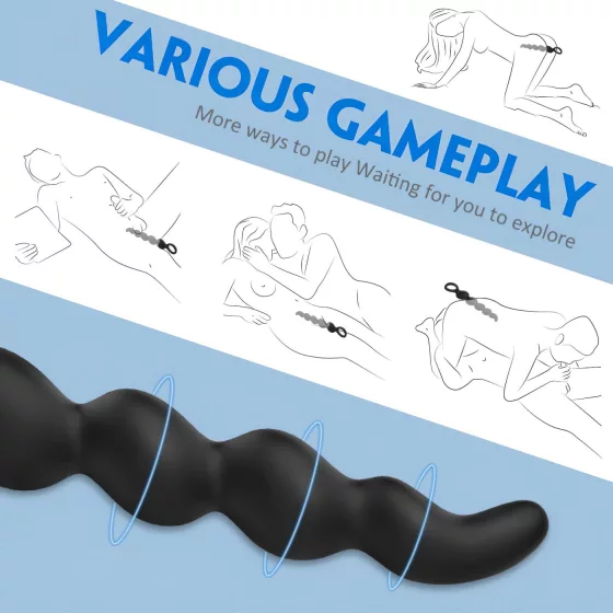 Sex HD Steven - análne dildo s korálkami - čierne