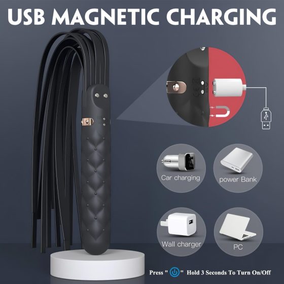 Sex HD Bloody Mary - nabíjací, vodotesný vibrátor a bič (čierny)