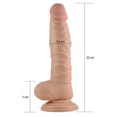   Lovetoy Real Extreme - upínacie, testikulárne dildo - 21 cm (prírodné)