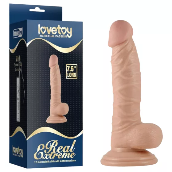 Lovetoy Real Extreme - realistický dildó s prísavkou a semenníkmi - G-bod