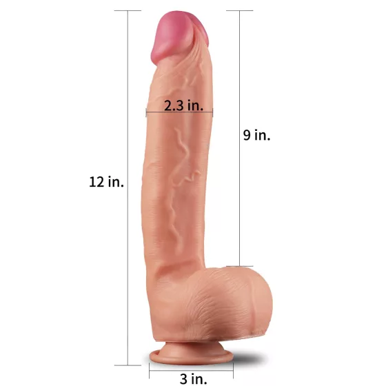 Lovetoy - realistický dvojvrstvový dildo - 30 cm - telová farba