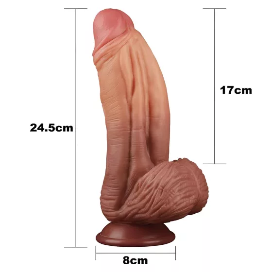 Lovetoy - realistický dvojvrstvový dildo - 26 cm - telová farba