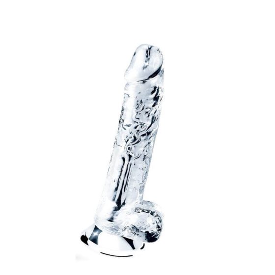 Lovetoy Flawless Clear - upínacie, testikulárne dildo - 19 cm (transparentné)