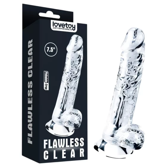 Lovetoy Flawless Clear - realistický dildo s prísavkou - 19 cm - číry