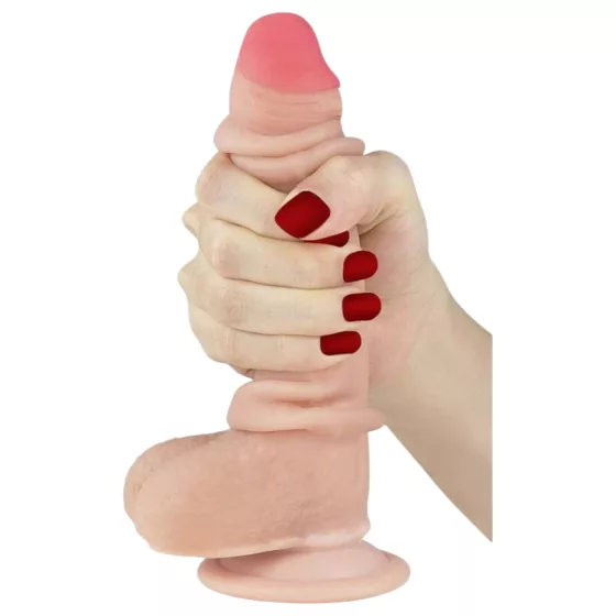 Lovetoy - dvojvrstvové dildo - realistické prevedenie - 18 cm - telová farba