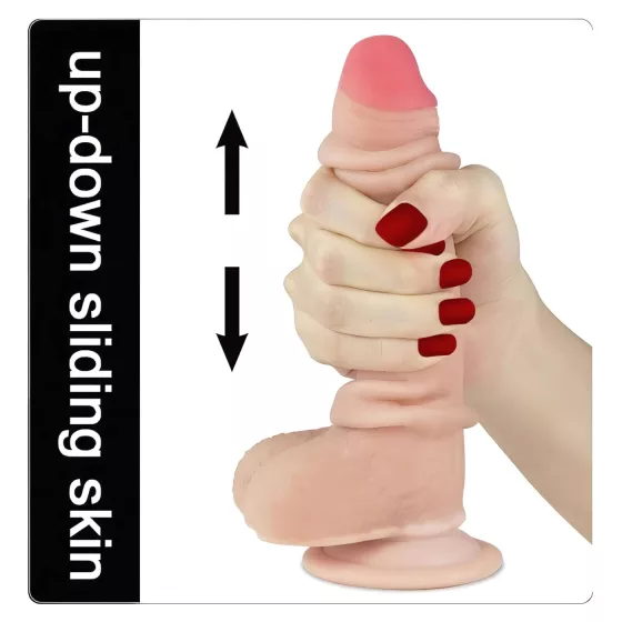 Lovetoy - dvojvrstvové dildo - realistické prevedenie - 18 cm - telová farba
