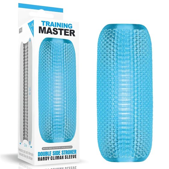 Lovetoy Tréning Majster - Dvojitý rebrovaný masturbátor (modrý)