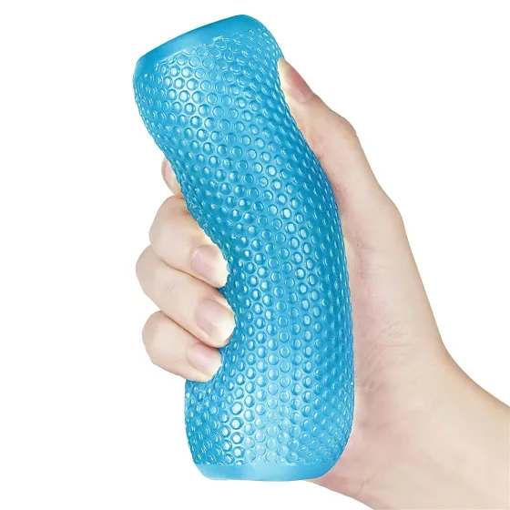 Lovetoy Training Master - obojstranný vrúbkovaný masturbátor (modrý)