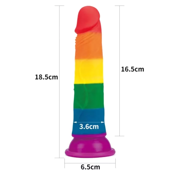 Lovetoy Prider - realistický dildo - 19 cm - dúhové