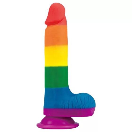 Lovetoy Prider - realistické dildó s semenníkmi - 20 cm - dúhové