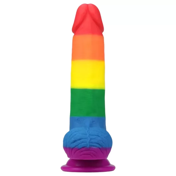 Lovetoy Prider - realistické dildó s semenníkmi - 20 cm - dúhové