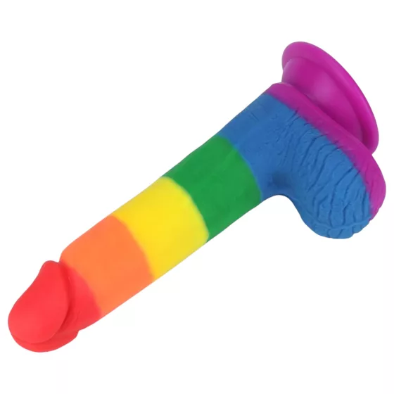 Lovetoy Prider - realistické dildó s semenníkmi - 20 cm - dúhové