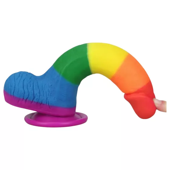 Lovetoy Prider - realistické dildó s semenníkmi - 20 cm - dúhové