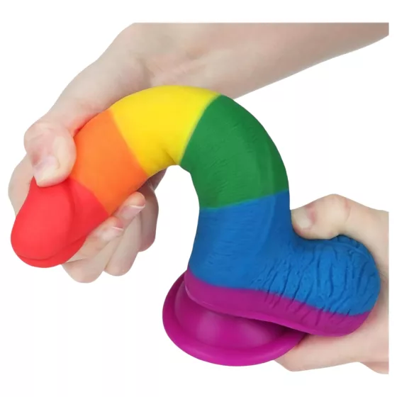 Lovetoy Prider - realistické dildó s semenníkmi - 20 cm - dúhové
