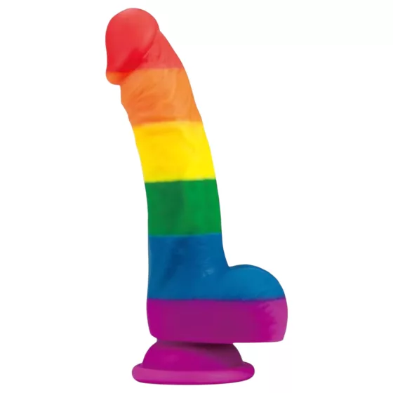 Lovetoy Prider - realistický silikónový dildo - 19 cm - dúhová farba