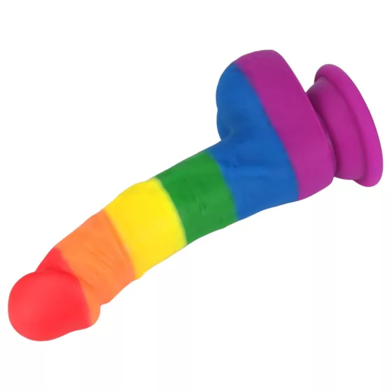Lovetoy Prider - realistický silikónový dildo - 19 cm - dúhová farba