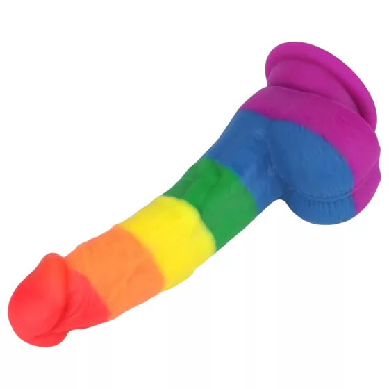 Lovetoy Prider - realistický silikónový dildo - 19 cm - dúhová farba
