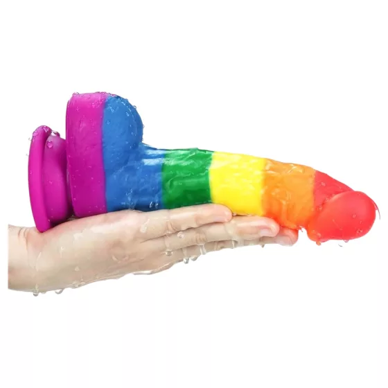Lovetoy Prider - realistický silikónový dildo - 19 cm - dúhová farba