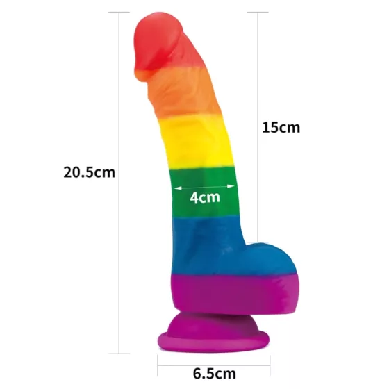 Lovetoy Prider - realistický silikónový dildo - 19 cm - dúhová farba