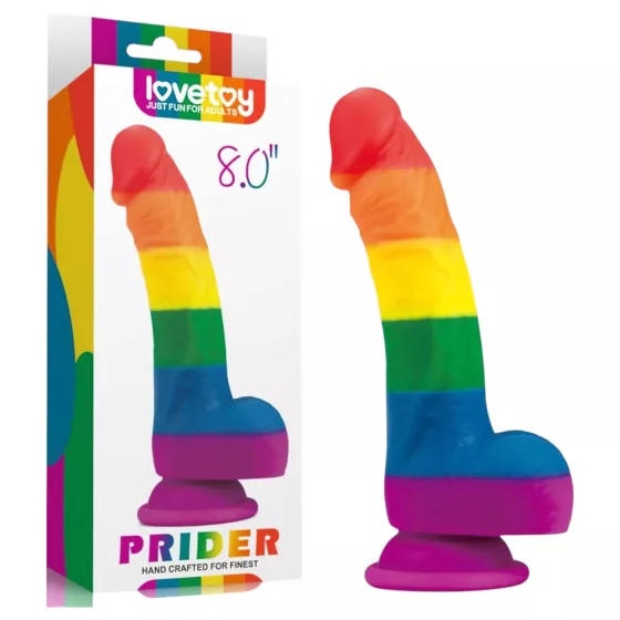 Lovetoy Prider - realistický silikónový dildo - 19 cm - dúhová farba