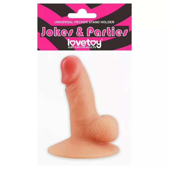 Lovetoy - držiak na telefón s prísavkou - minidildo - naturálny
