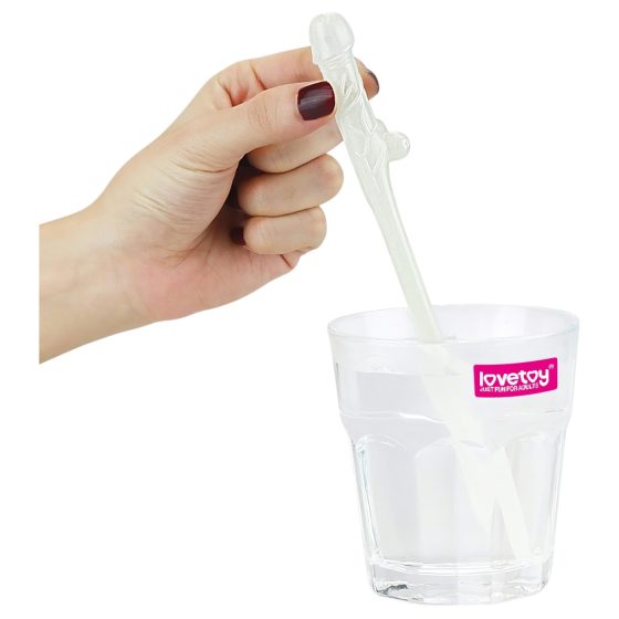 Lovetoy - slamka s penisom - svietiaca - biela