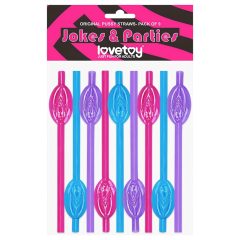   Lovetoy - zábavné slamky s vagínou (ružová-modrá-fialová)