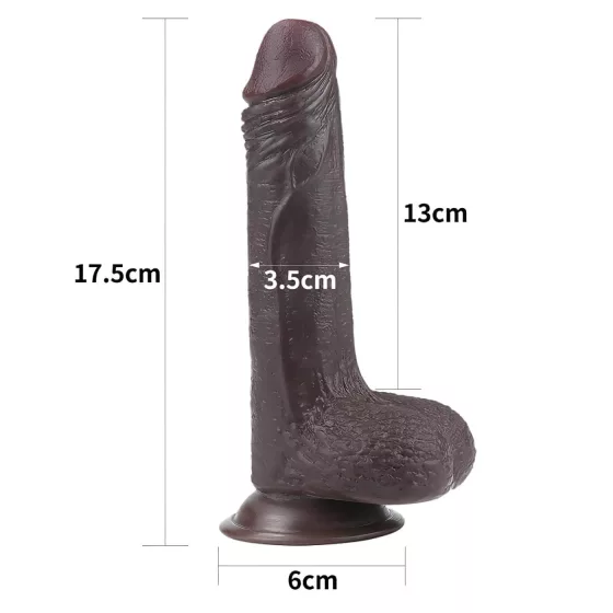 Lovetoy - dvojvrstvové dildo - realistické prevedenie - 18 cm - hnedá