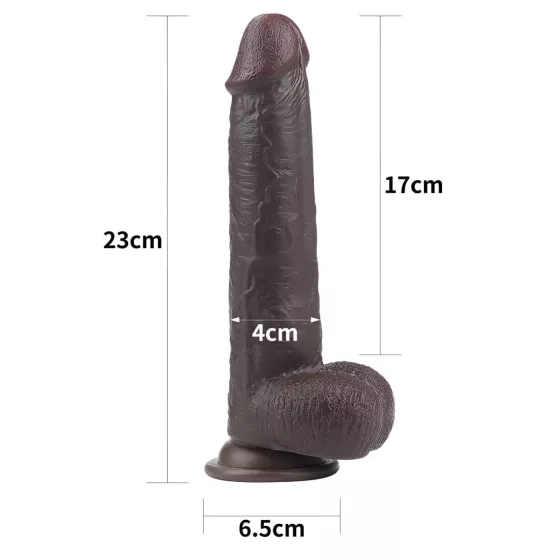 Lovetoy - realistický dvojvrstvový dildo - 23 cm - hnedá