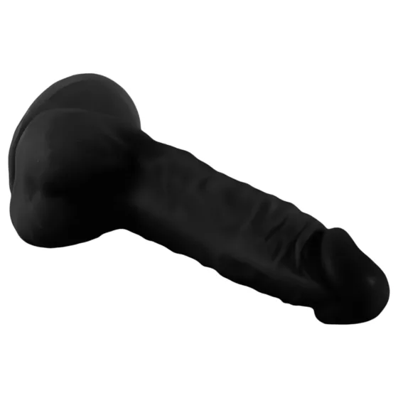 Mr. Rude - realistický dildo s prísavkou a semenníkmi - 19 cm - čierny