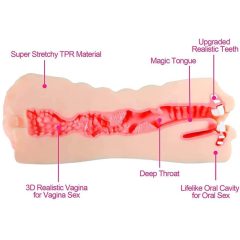   Tracys Dog Pocket - realistický masturbátor umelá vagína a ústa (telová farba)